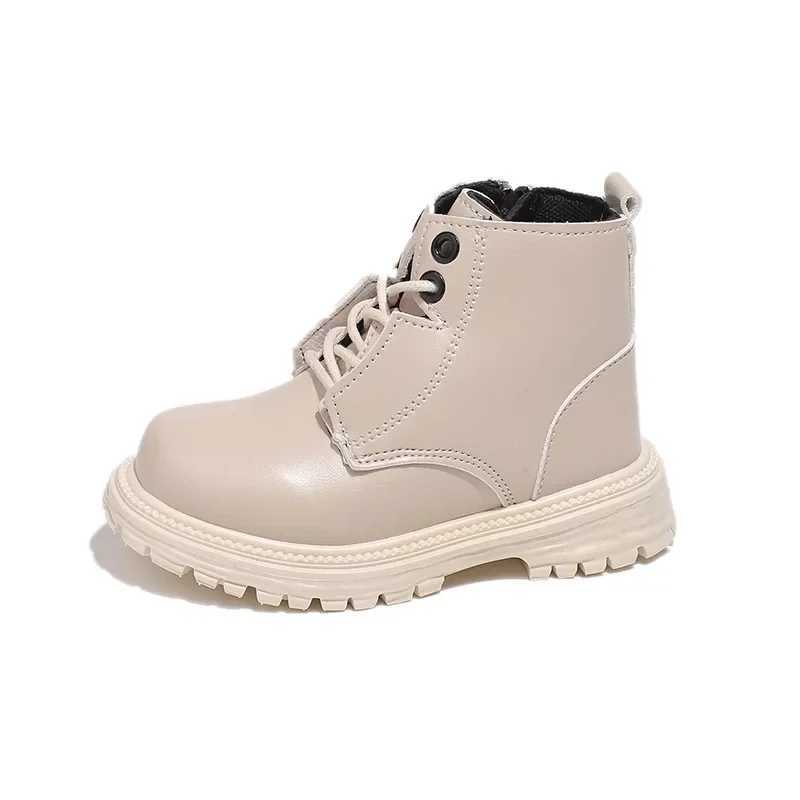 Childrens Short Boots Fashion Edition Boys and Girls Motorcycle Boots Solid Color New Childrens Ankle Boots Pu Leather Thick Bottom M241102