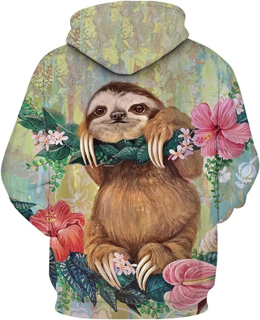 Hoodie for Mens Womens Mens Funny Hoodie Animal Sloth Graphic Casual The soulful look of a sloth Sweatshirt Hoodies Graphic Hoodies sweatshirt Pullove