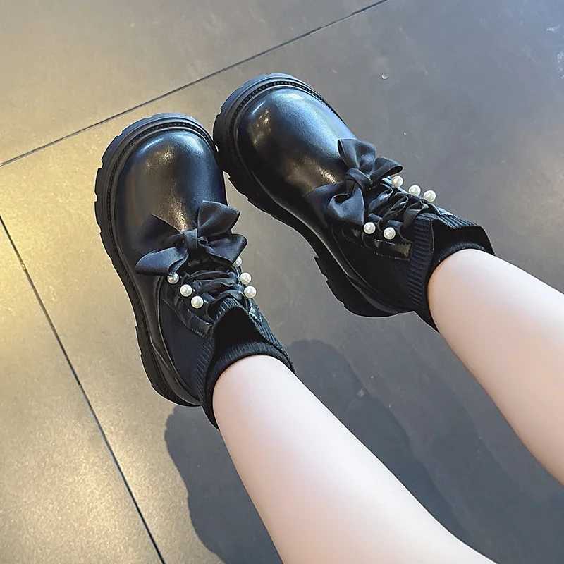 Childrens autumn boots elegant and chic girl princess boots thick soled sweet bow knot childrens fashion boots runway version M241102