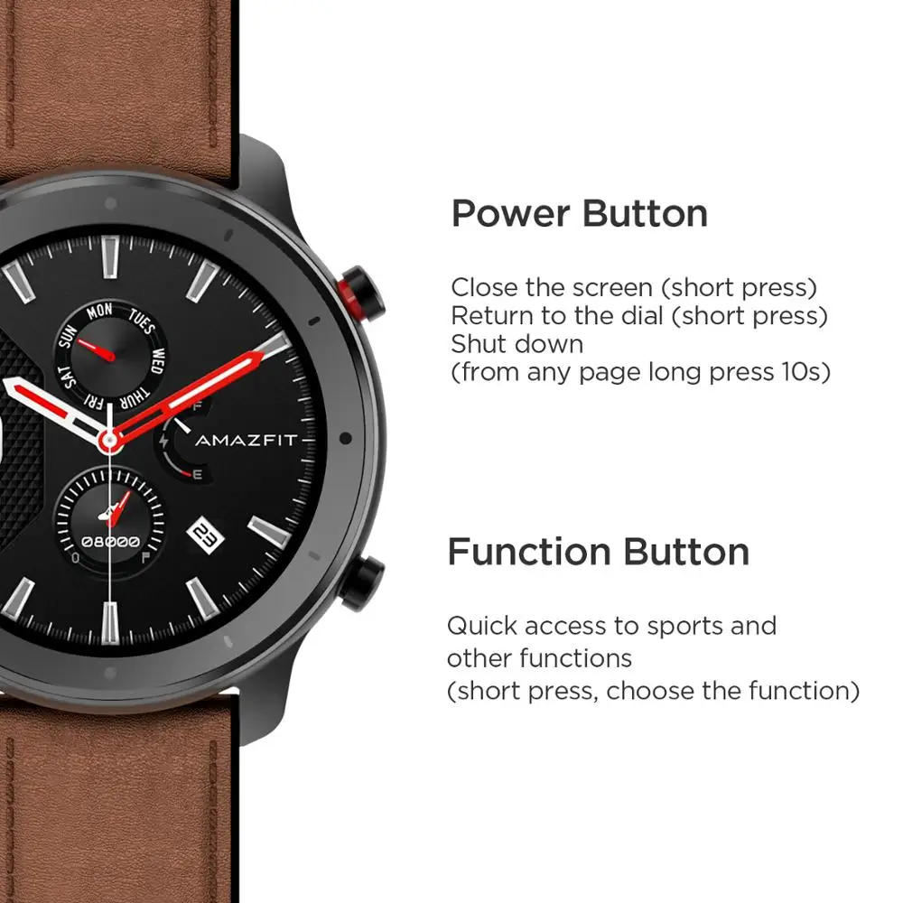 Amazfit Smartwatch GTR 47 2025 5ATM Waterproof Smart Watch new Music Control For Android IOS Phone 95 New Used Item No Box