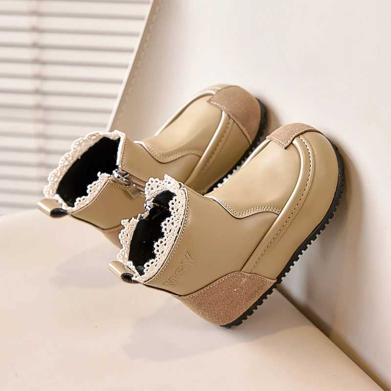 New girls boots childrens fashion boots Sweet spring autumn childrens patch work ankle boots Versatile elegant princess shoes M241102