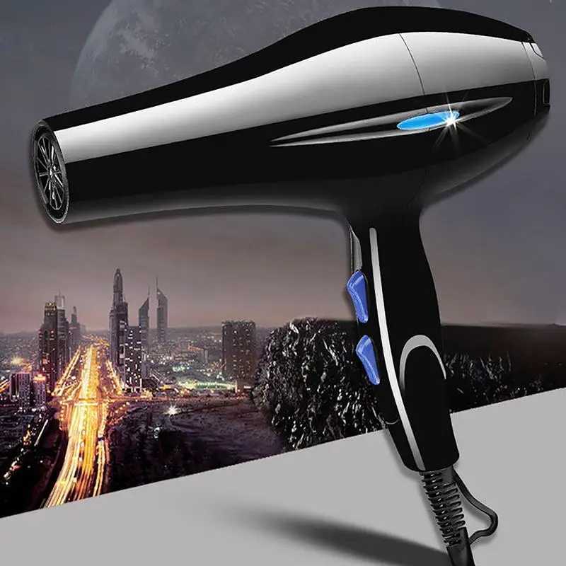 Hair Dryers Dryer 2200W With Diffuser Black Dryer 2200W Powerful Hair Dryer With Dryer Attachments Styling Nozzles Pointed Tail Comb Flat 240401