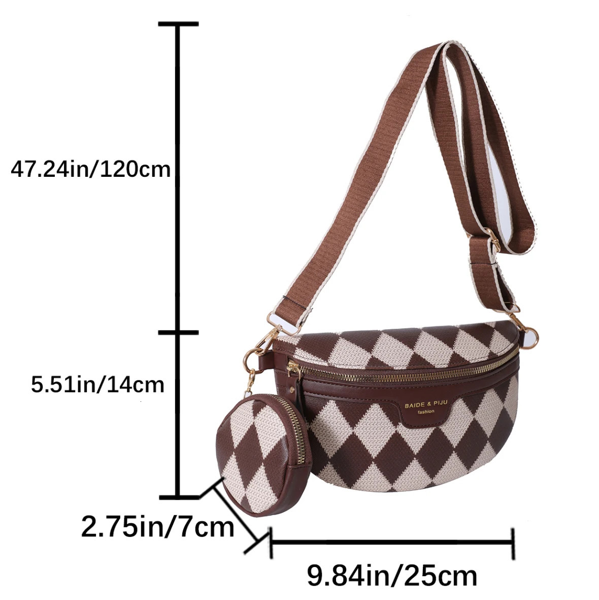 2 Set Casual For Women Travel Crossbody Chest Zipper Pouch Banana Waist Bag Brown Black Leather Fanny Pac 241031 1d71