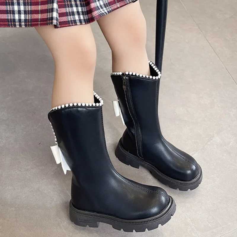 Winter childrens shoes girls boots sweet childrens fashionable cotton boots aisle version anti slip princess leather boots M241102
