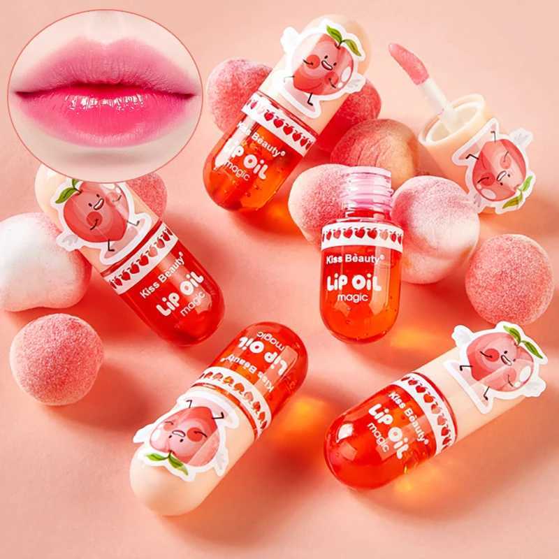 1 piece of temperature color changing lip gloss moisturizing wet peach liquid lipstick mini cute makeup lip gloss cosmetics W241101