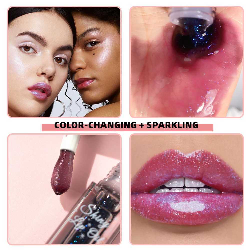 QIBEST Moisturizing Color Changing Lip Oil Glossy lipstick Makeup Shiny Black Lip Color Coloring lipstick Care Cosmetics W241101