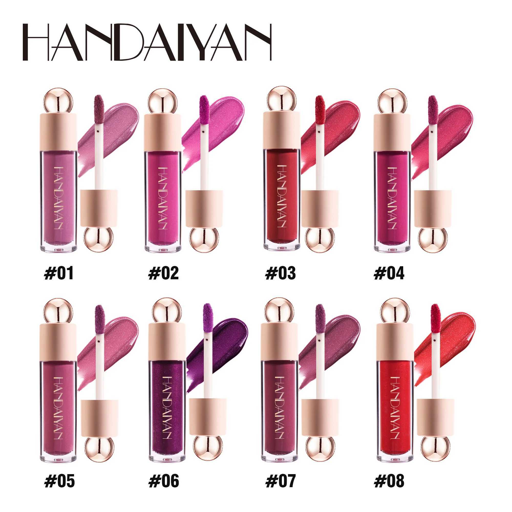 HANDAIYAN 8 Glossy shiny metal natural rodless cup durable waterproof liquid lipstick party cosmetics W241101