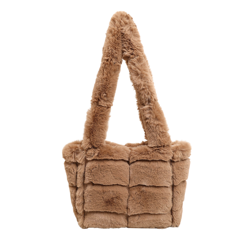 Women's Plush Designer Single Shoulder Fashionable Large Capacity Plush Top Handle Casual Plush Handbag Daily Commuting Bag