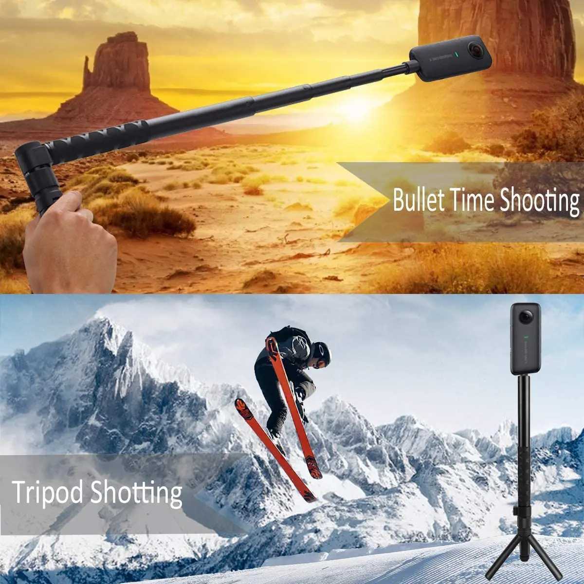 ONM Bullet Time Invisible Selfie Stick for Insta360 X3 / ONE X2 / RS / GO 3 Selfie Stick for Insta 360 X3 AccessoryLX241102