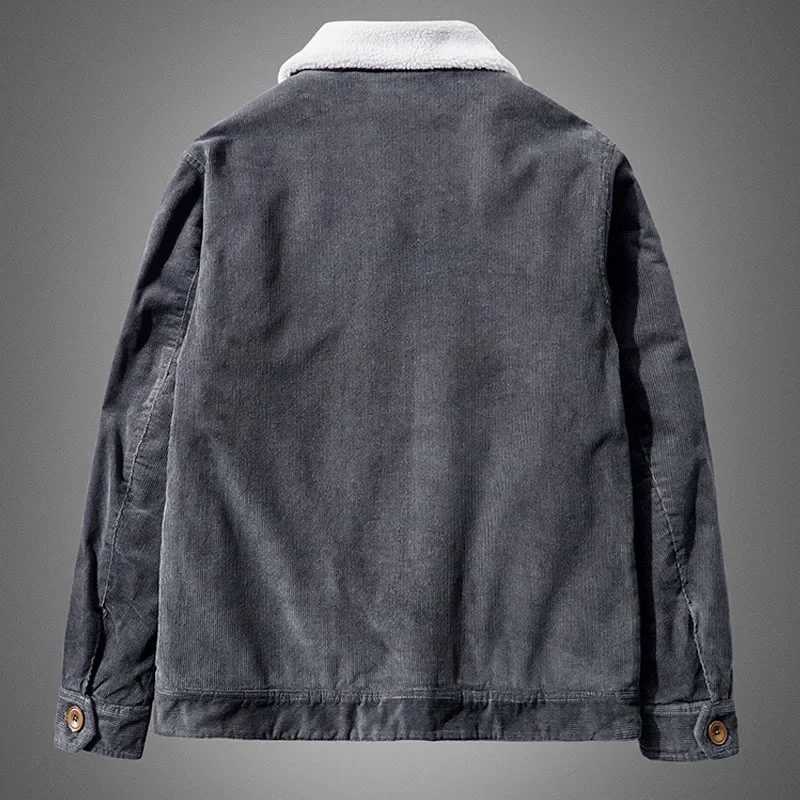 Oversized 6XL Corduroy Jacket Mens Winter Thick Warmth Parkas Coats Mens Casual LTPLE Pocket Flce Jacket Mens Solid Clothing W241102