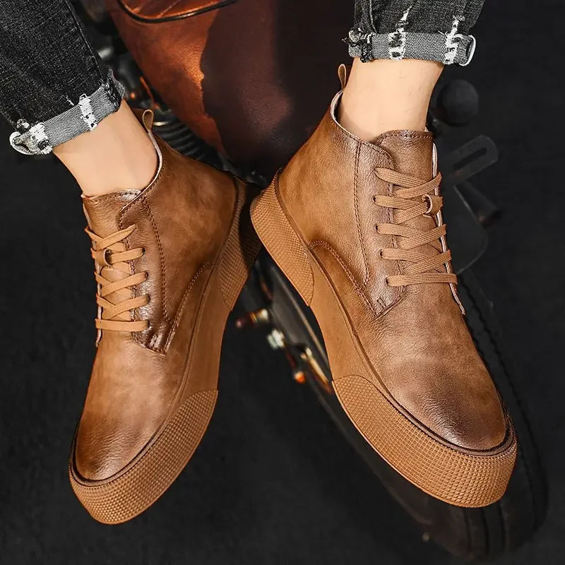 Waterproof leather retro mens shoes high-quality and low-priced anti slip mens shoes sales discounts fashion trend 2025 size 44 241031