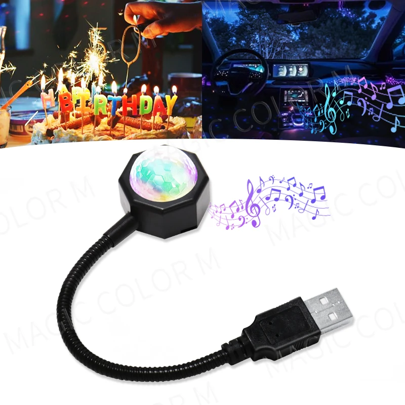 USB Car Ambient Light Roof Star Projector Interior Atmosphere Lamp Spherical 4 Colors 9 Modes Auto Home Decoration