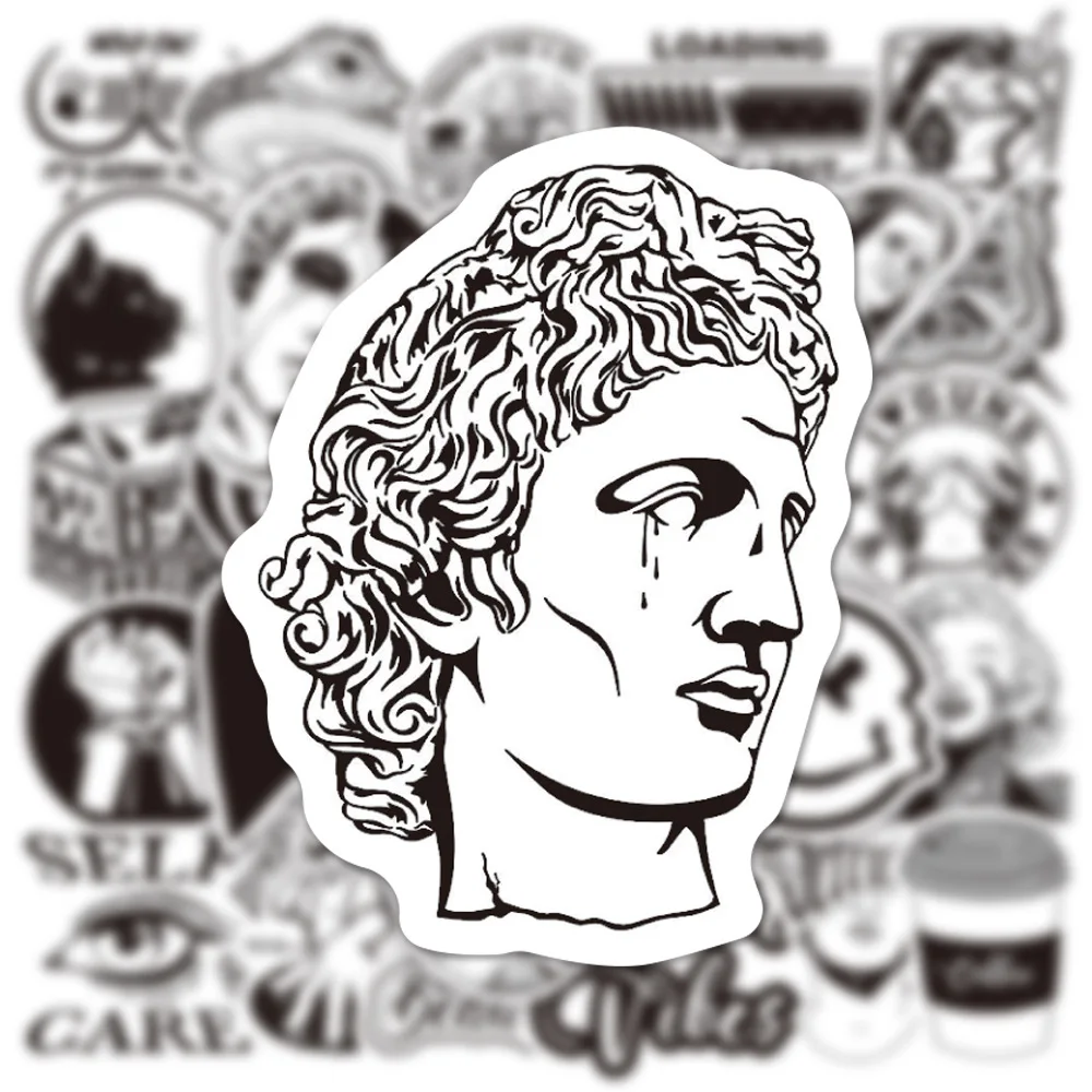 50pcs Graffiti Black and White Art Styling Stickers Laptop Lage Phone Case new Guitar Fridge Car Motorcycle Cool 2025 Ins Decals