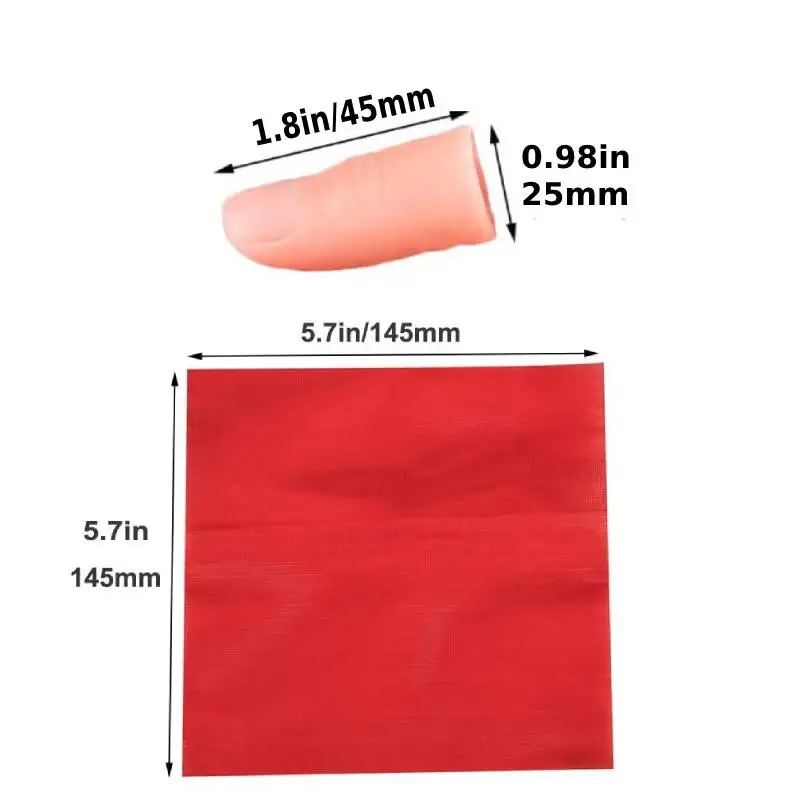 Red Silk ddmysmile Magic 2Pcs Prop Disappearing Silk Fake Thumb Tip Finger Magic Trick Reality Magician Close Up Stage Show Prop Prank Toy Smile