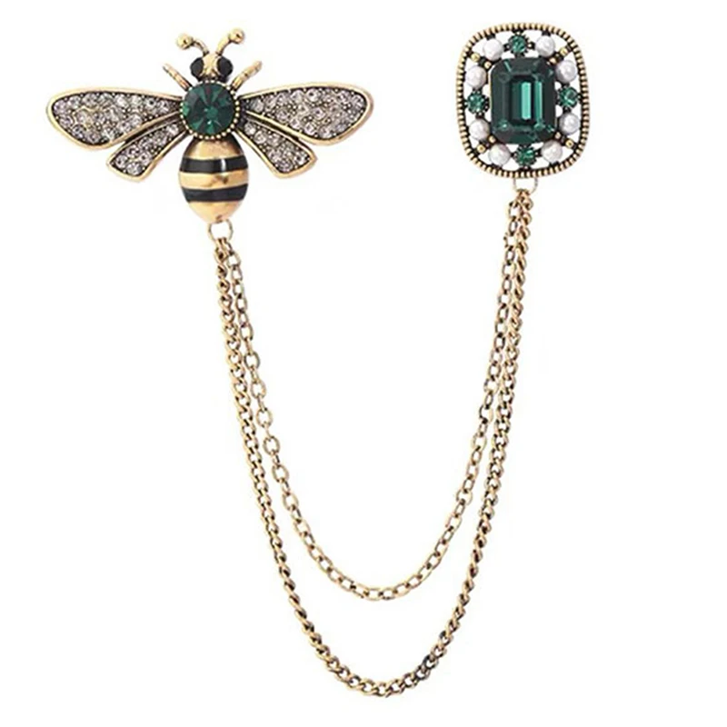 Rerto Bee Crystal new Brooches for Women Enamel Rhinestone Animal Tassel Lapel 2025 Pins Men's Suit Collar Pin Badge Accessories