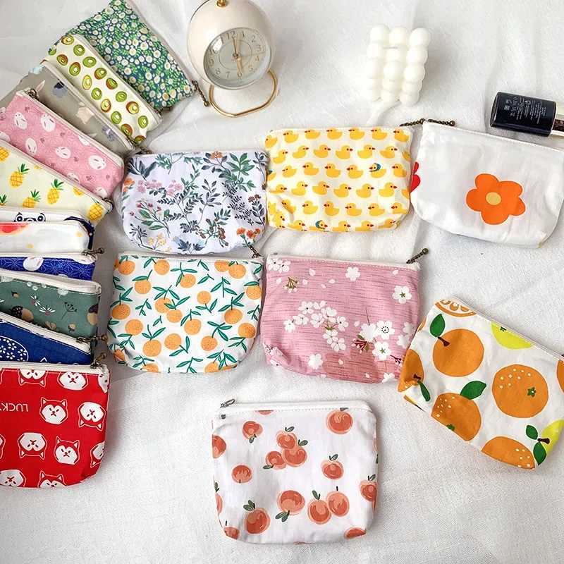 Cute Flower Fruit Printing Coin Purses Women Holder Mini Wallet Coin Pouch Cluh Key Coin Mey Bags for GirlsXJ241111