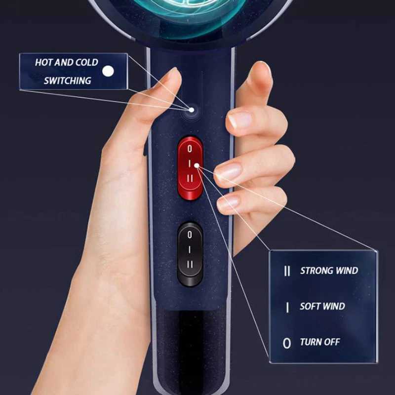 Hair Dryers Super Hair Dryer Ionic With Nozzle Comb Brush 220V Professional Hairdressing Accessories Hair Salon Handy Hairstyling Tools 240401