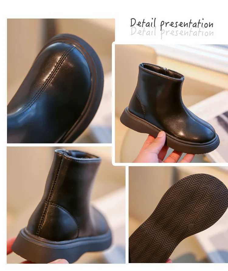 Autumn and winter childrens ankle boots girls fashionable cycling boots 2-10 years old childrens casual leather shoes black brown M241102