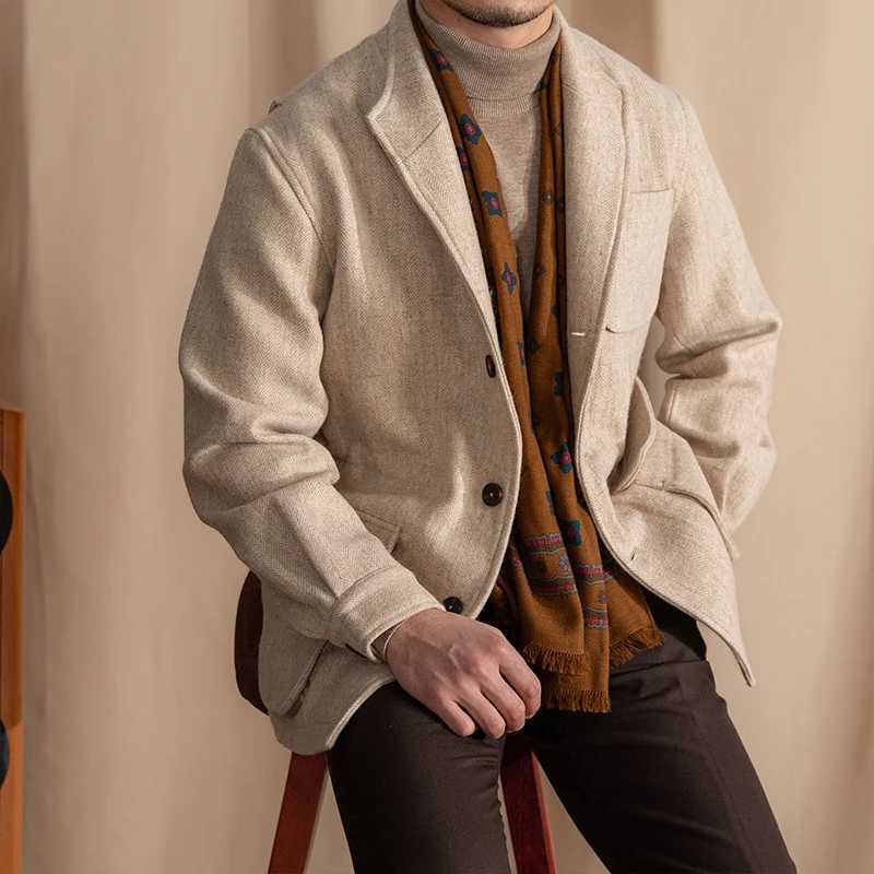 Mr. Dr. Thr 100% Wool Gentleman Jacket Winter Retro Warm Tw Collar UK Hunting Teda Jacket W241102
