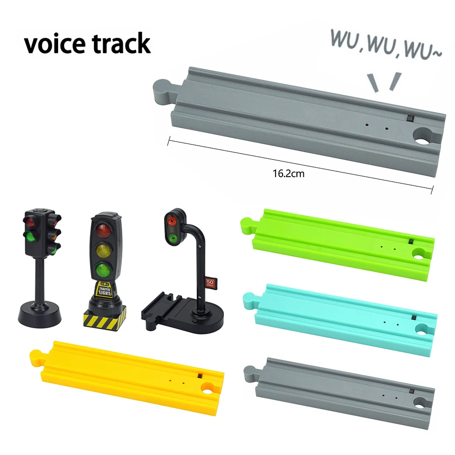 Singing Traffic Lights Magnetic Train Wooden Track Accessories Scene Road Sign With Light And Sound Railway Educational Toys