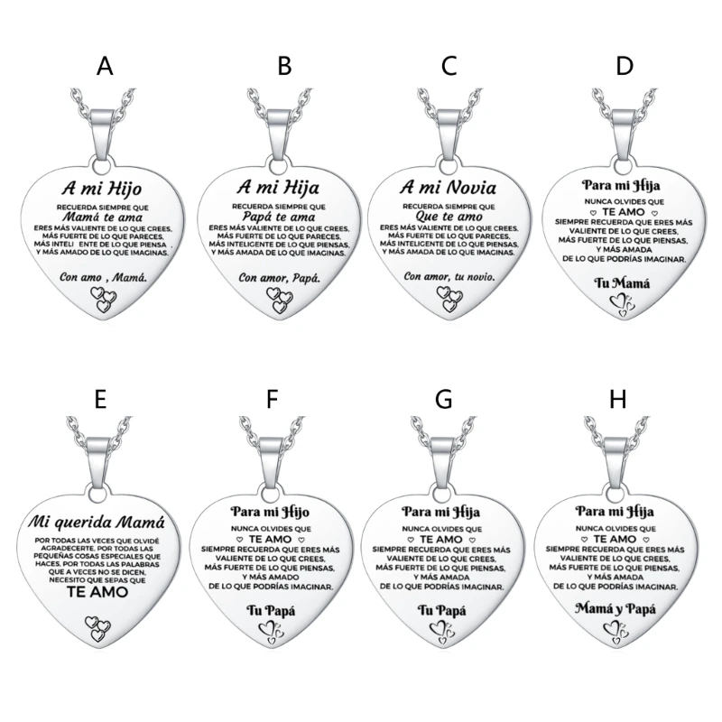 Classic Heart Shaped 2025 Necklace Inspirational Pendant Necklace new with Text Personalized Jewelry Gift for Daughter, Family Dropship