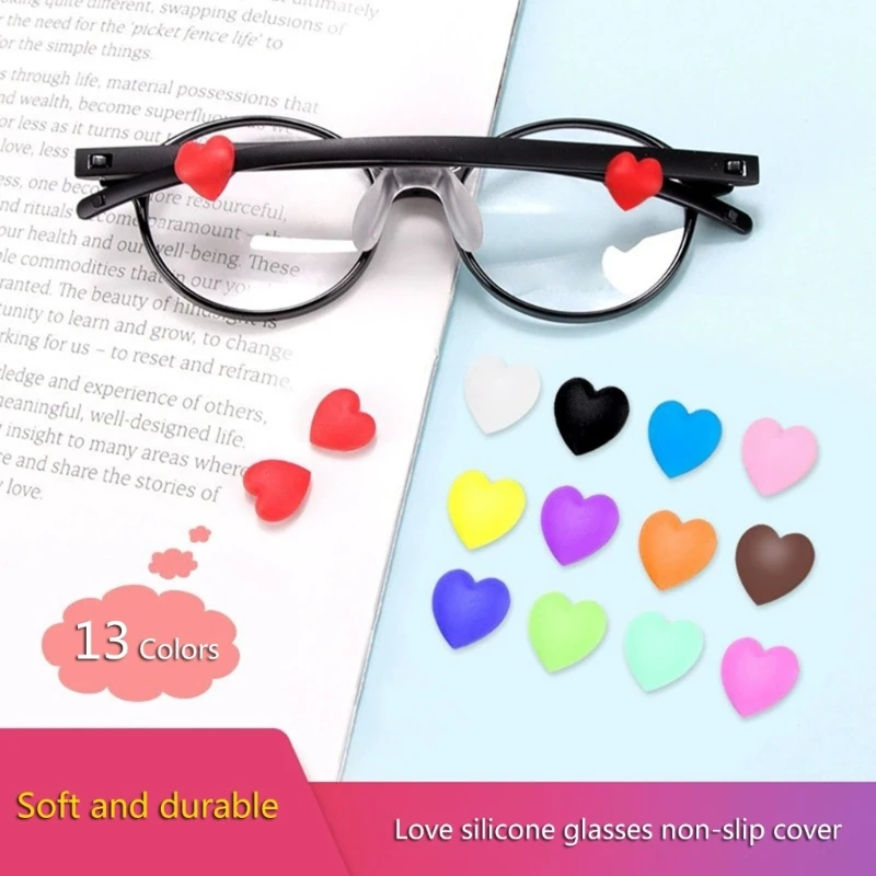 10 Pairs new Heart Shape Glasses Anti-slip Silicone Ear Clip Adult Kids Eyeglass Strap Holder Ear Grips Hook for 2025 Sports Daily Wear