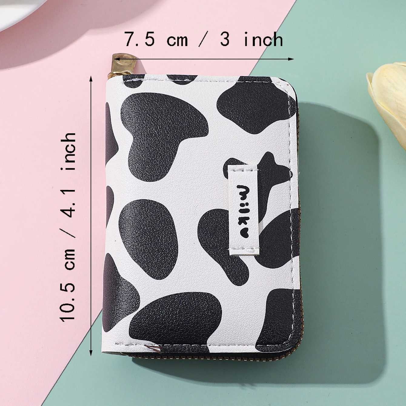 Cute Cow Pattern Coin Purse for Women Girls Card Wallet PU Leather Students Pocket Zipper Key Bag Carto Handbags Card HolderXJ241111