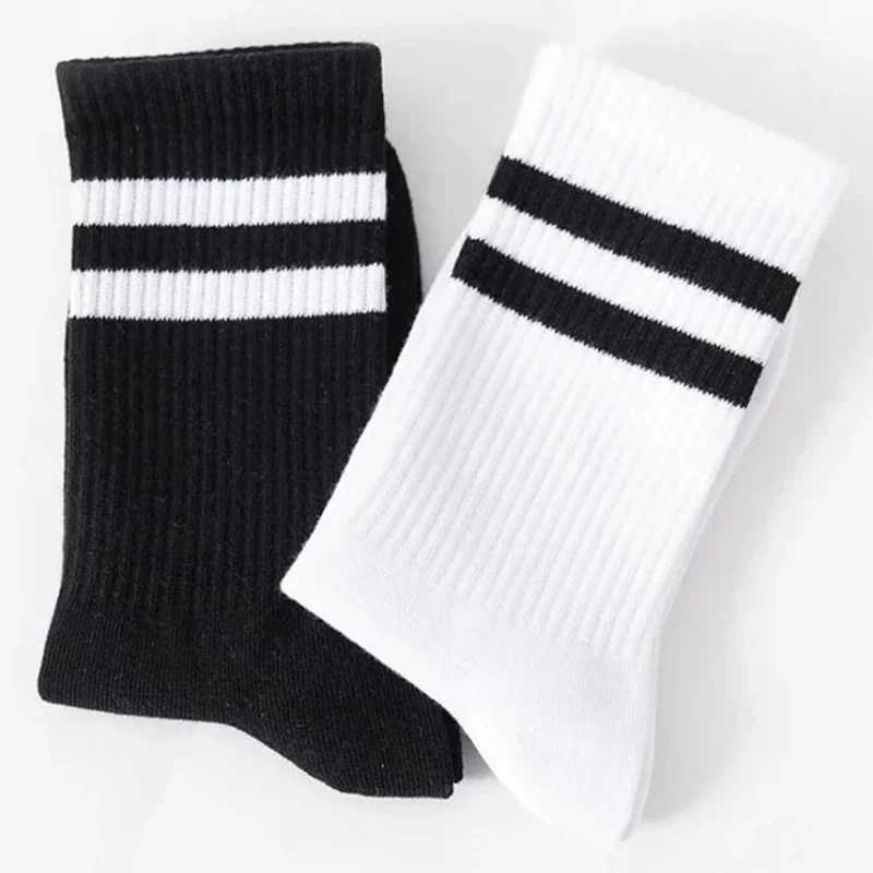 6Pairs/lot Middle Tube Mid Length Stockings Set For Men in Solid Black And White Breathable LX241102