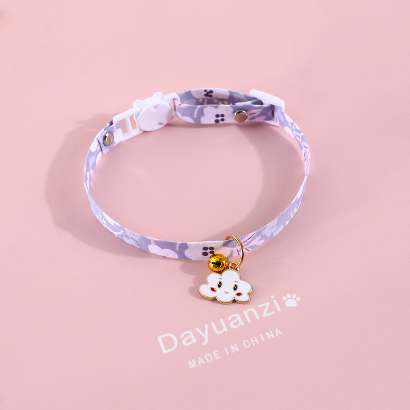 Pet Collar Cloud Rainbow Pendant Adjustable Bell Safety Buckle Cat Dog Necklace Flower Accessories for Cats and Puppies Collars