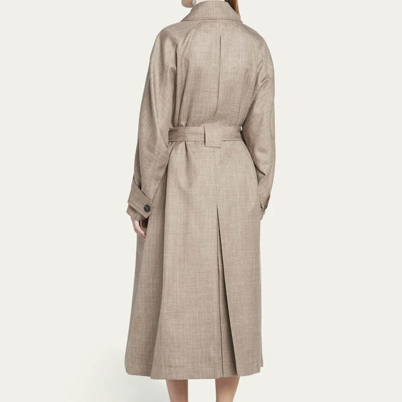 Elegant and loose knee length womens trench coat - Double breasted customized windproof spring and summer 241031