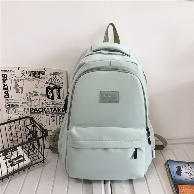 Women's Backpack Solid Color Female Multi-pocket Casual Woman Travel Bag Schoolbag for Teenage Girl Book Knapsack