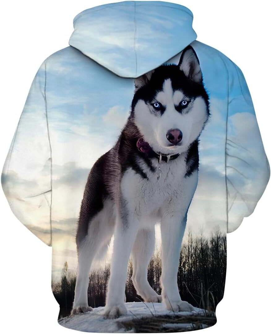 Hoodie for Mens Womens Novelty Siberian Husky 3D Print Hoodie Animal Sweatshirt Pullover for Men Women GraphicDreamy nerd Husky Pullover Long Sleeve