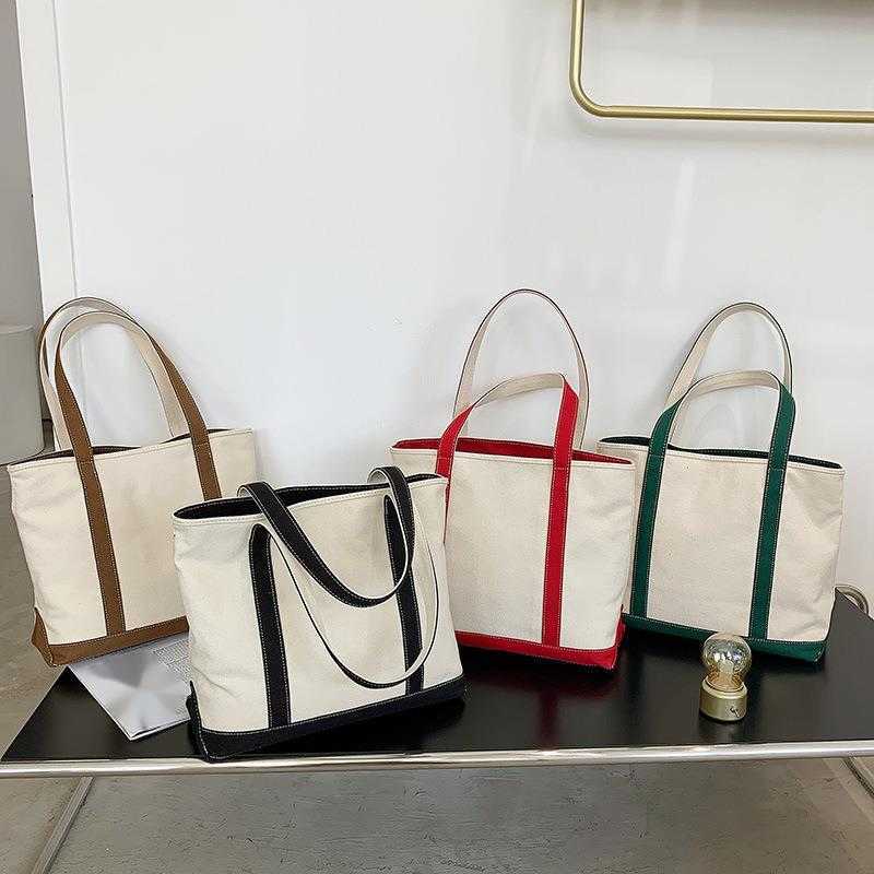 Shoulder Bags Canvas Shopping Bag For Women Casual Versatile Canvas Bag Student WoMens Bag Minimalist Tote Bag 241015