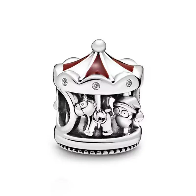 New European charm Christmas gift, snowman, wooden horse, monster, suitable for Pandora bracelet DIY female jewelry