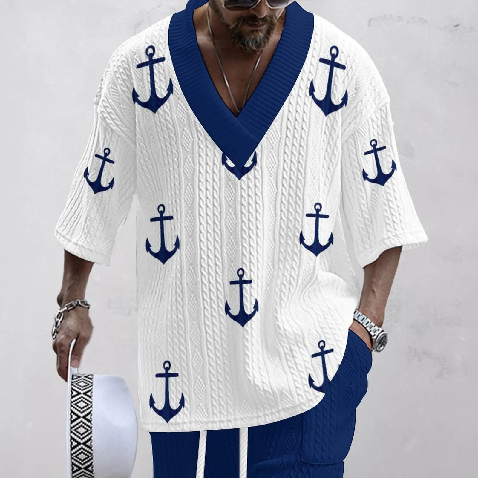 Mens suit without V-neck cotton casual mens shirt panic buying daily Momato casual sportswear 241030