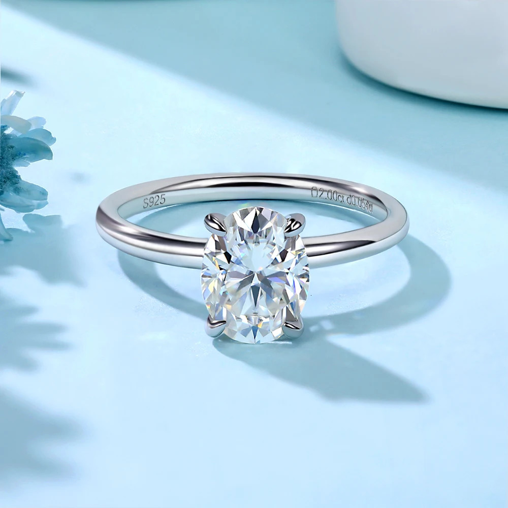 Engagement Ring for Women 925 Sterling Silver Solitaire Rings Oval Cut D Color Lab Diamond Promise Wedding Jewelry 240402