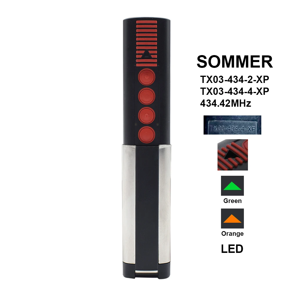SOMMER TX03-434-4-XP Garage Door Remote Control 434.42MHz SOMMER TX03 434 4 XP Command Gate Keyfob Transmitter