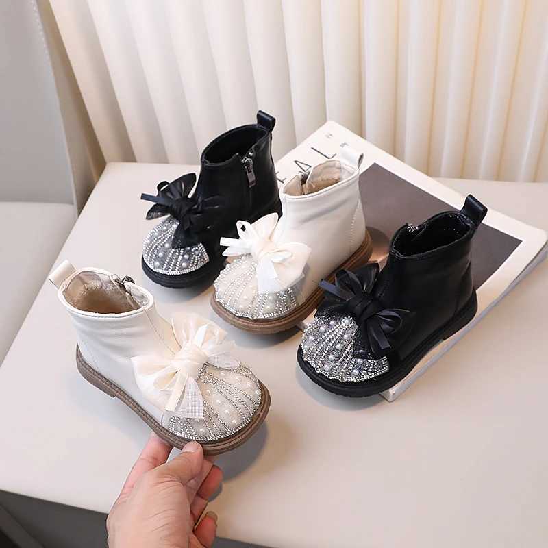 Childrens short boots side zipper girls princess boots big sweet bow new childrens ankle boots anti slip temperature M241102