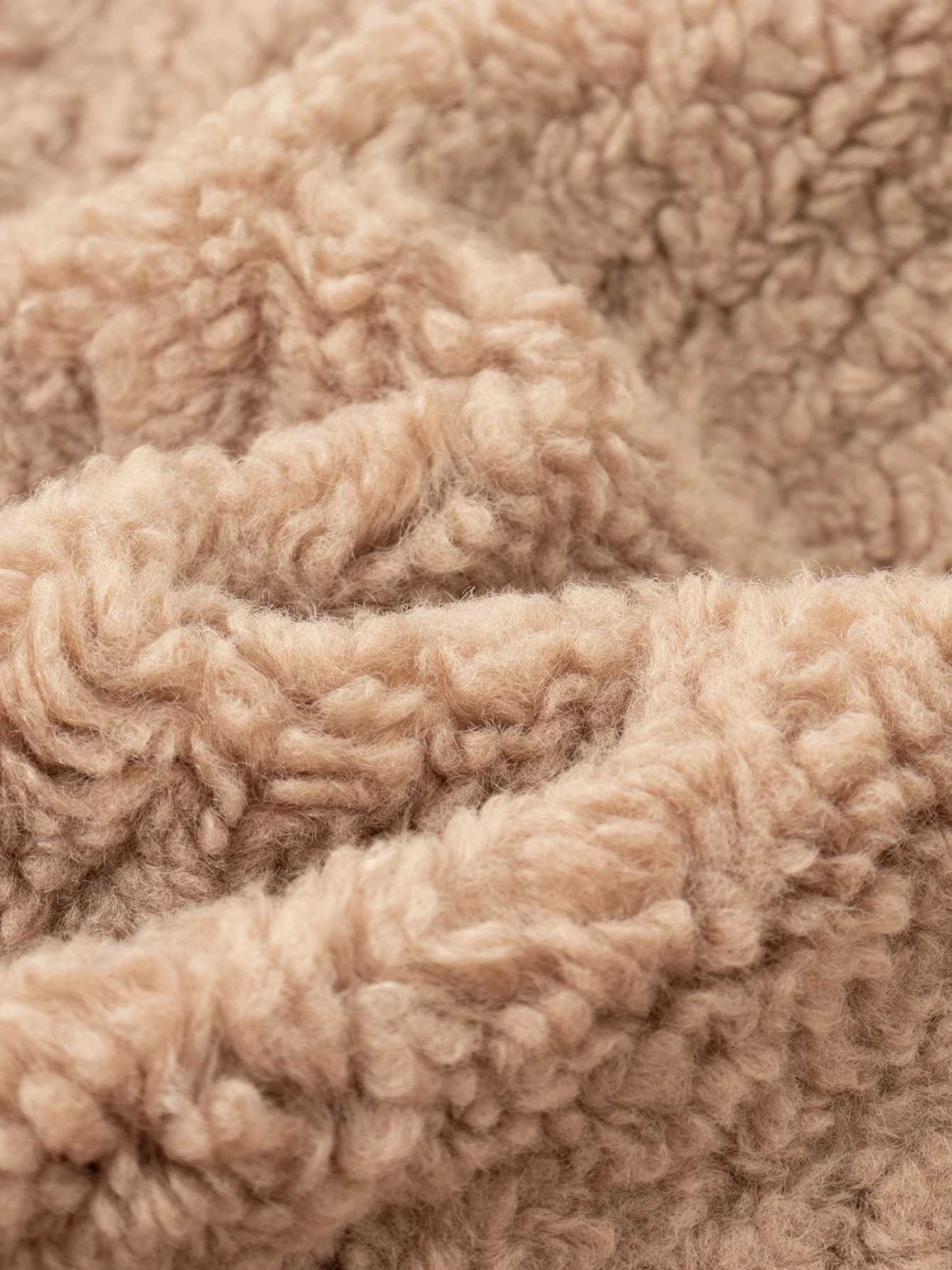 Mens Faux Fur Coat Long Sleeve Solid Colour Outerwear Wool Polar Fleece Full-Zip Loose Jacket Thick Warm Cotton Padded CoatXJ241102