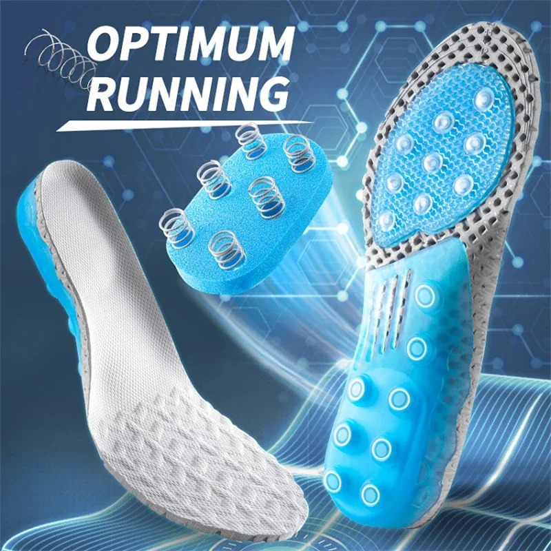 Sport Spring Silicone Gel Insoles for Women Men Ortic Sole Pad For Shoes Deont Breathable Cushion Running Feet 240321