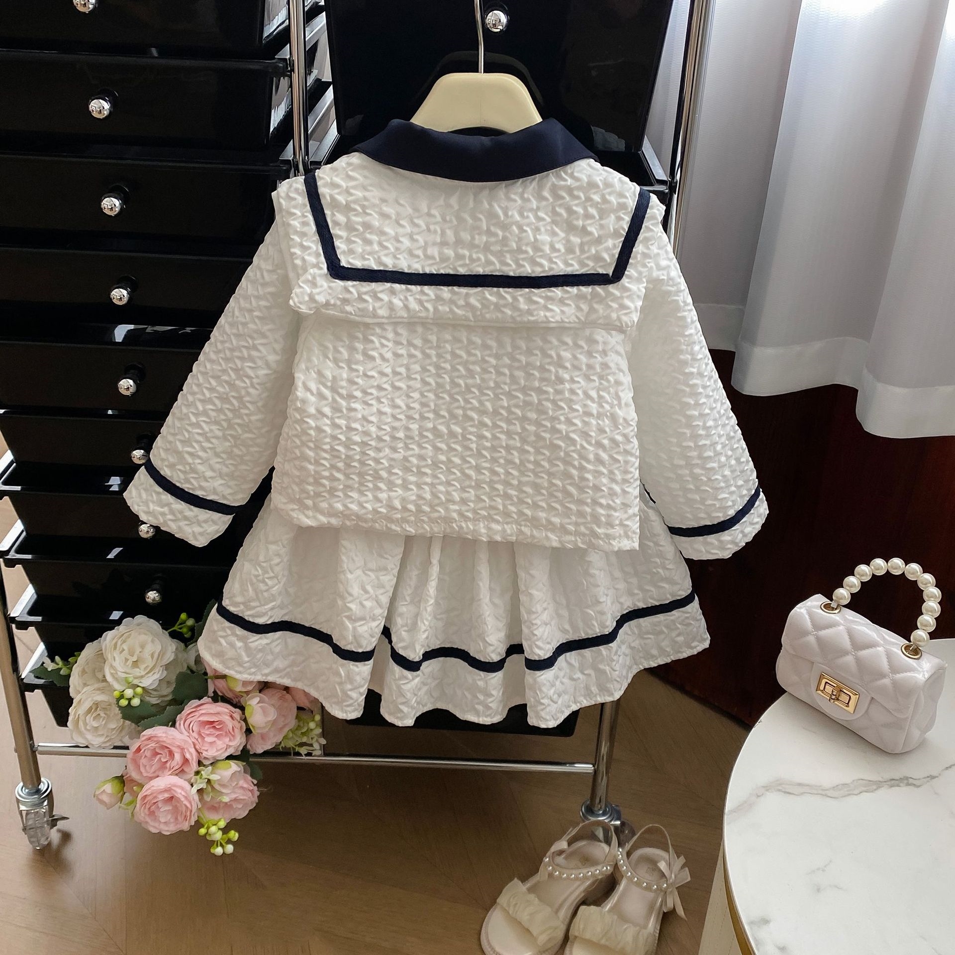 Children's Set 2024 Autumn New Short Skirt Two piece Set Small Fragrant Style Children's Wear Free Shipping