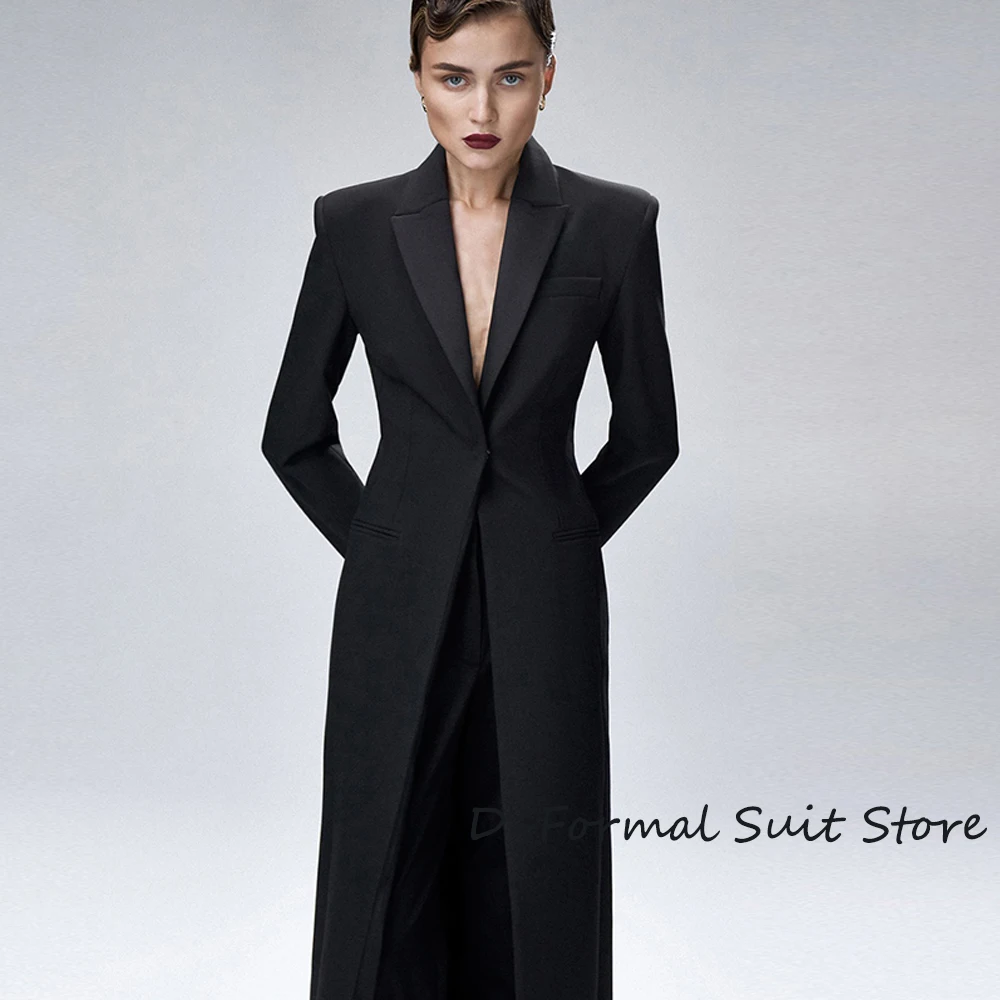 2023 New Women's 2 Piece Set Slim Fit Birthday Party Suit Long Coat + Straight Pants Temperament High 2025 Street new Blazer Suits