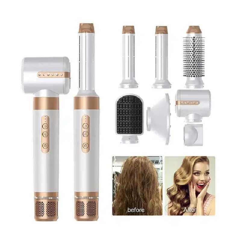 Hair Dryers Professional Hair Dryer 7 in 1 Hair Styling Tools Gift Set Hairs Strightener Brush 110000RPM Motor High Speed Ionic Hair Dryer 240401