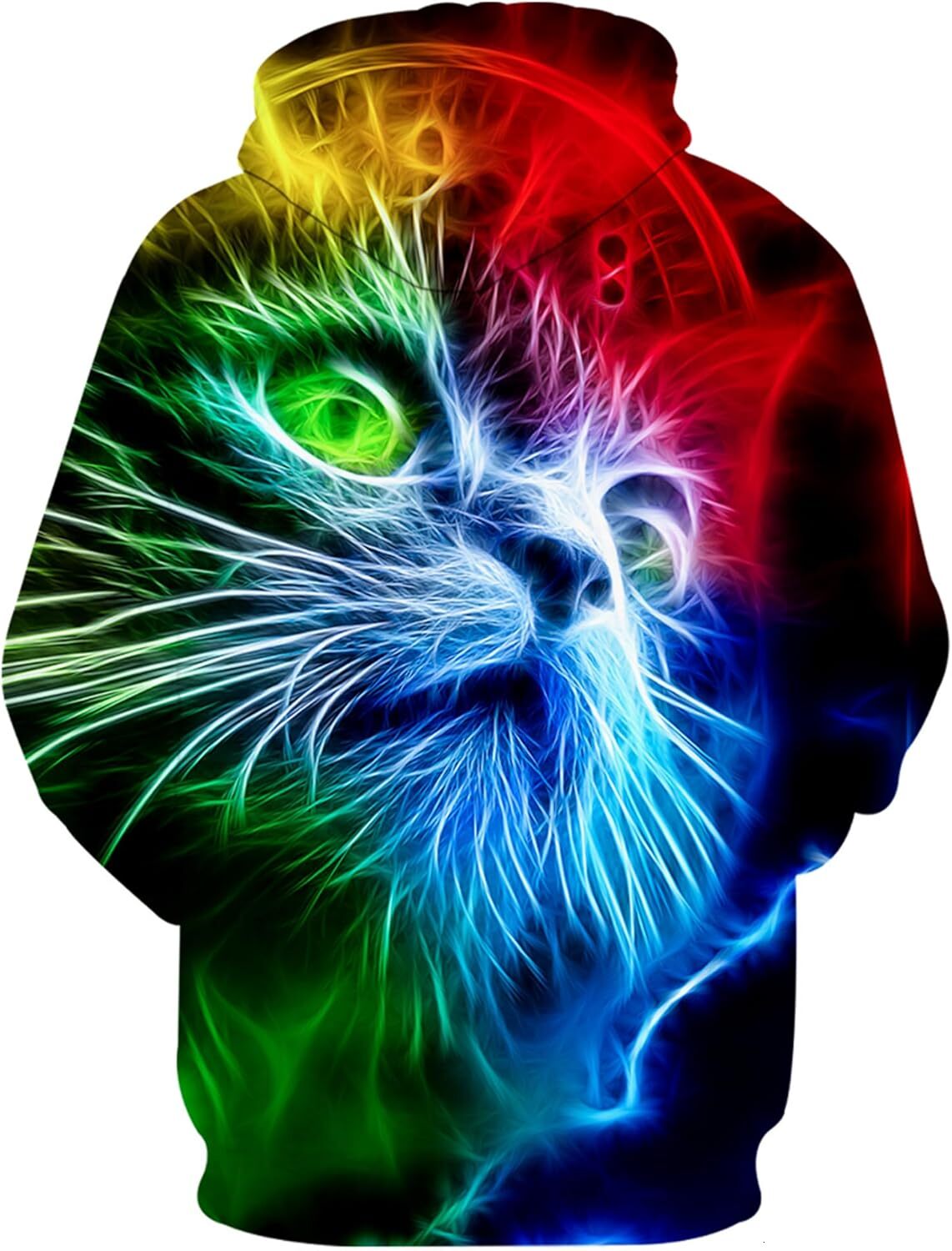 Hoodie for Mens Womens Unisex 3D Printed Hooded Sweatshirt Casual Pullover Hoodie with Big Pockets Data cat vision Pullover Long Sleeve