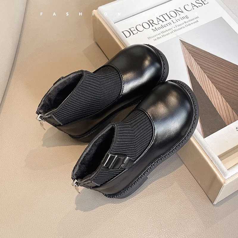 Girl Princess Short Boots with Back Zipper Childrens Ankle Boots Round Toes Sweet Autumn New Girl Socks Shoes M241102