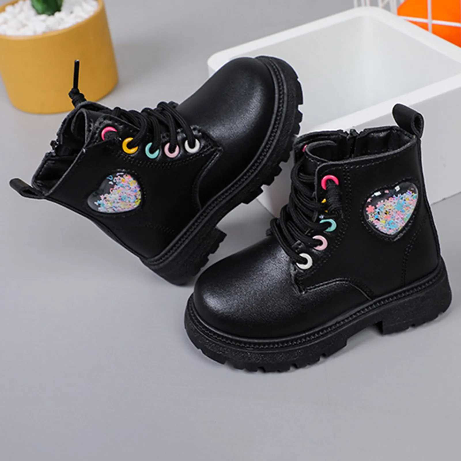 Fashion Girls Boots Autumn Soft Leather Platform Boots Childrens Round Toes Short and Fat Childrens Shoes Casual Anti slip Ankle Boots M241102