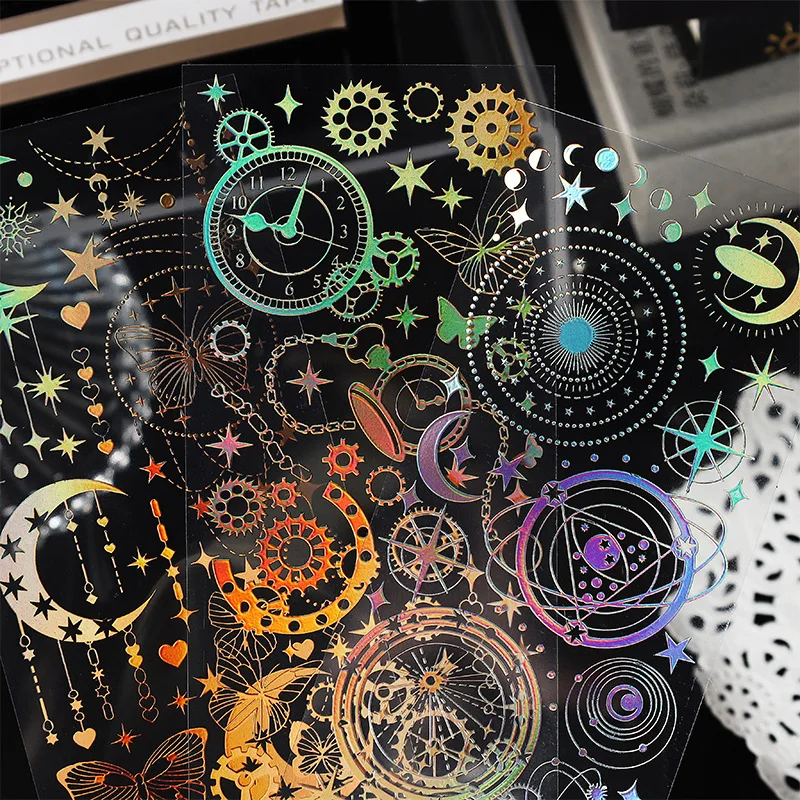 MOHAMM 3 2025 Sheets PET Waterproof Bronzing Hot Sier Decorative Stickers new for Scrapbooking DIY Collage Material