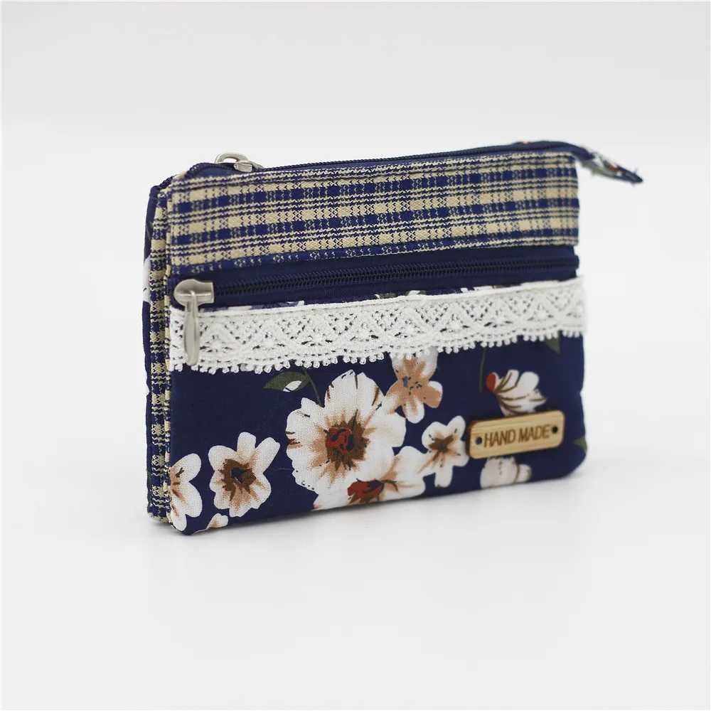 Womens Cott Floral Pattern Coin Purse Female Cloth Wallet Small Mey Pouch Card Bag Ladies Little Handbag Bolsa for GirlsXJ241111