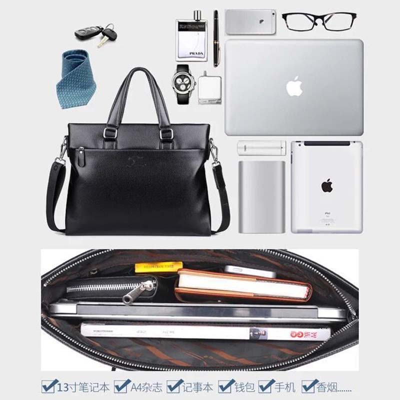 Brand New Pu Leather Messenger Bag Men 14/15/15.6 Inch Handbag Male Travel Pad Shoulder Bag for Men Office Briefcase Totes