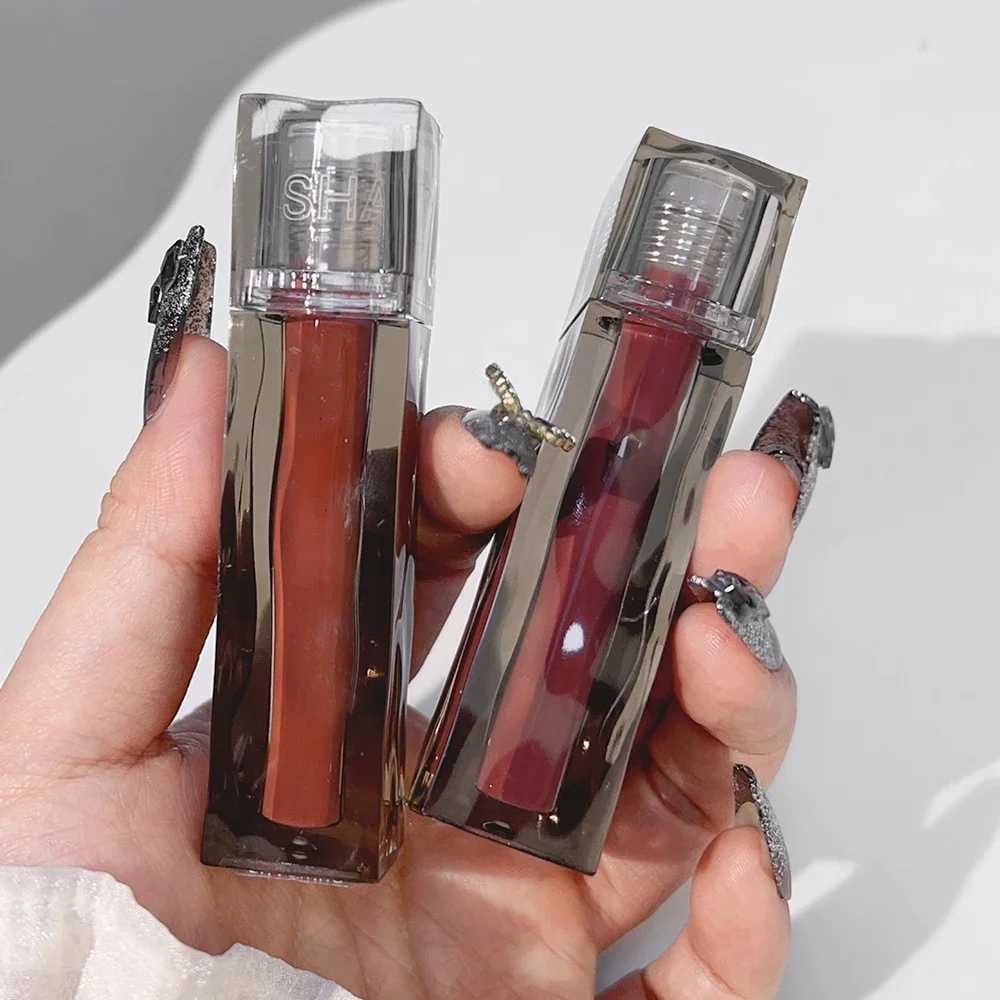 Dark reddish brown mirror glass lipstick moisturizing sexy red liquid lipstick durable non stick cup lipstick gloss Korean cosmetics W241101